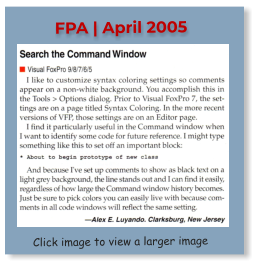 Click image to view a larger image FPA | April 2005